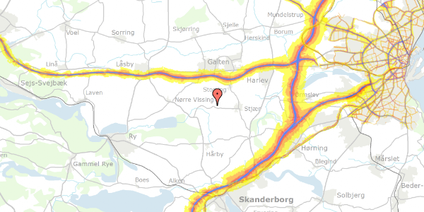 Trafikstøjkort på Græsballe 11, 8660 Skanderborg