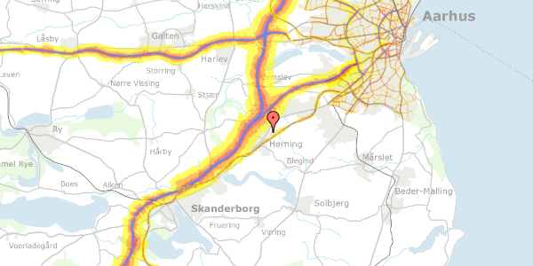 Trafikstøjkort på Højgårdsvej 3, 8362 Hørning