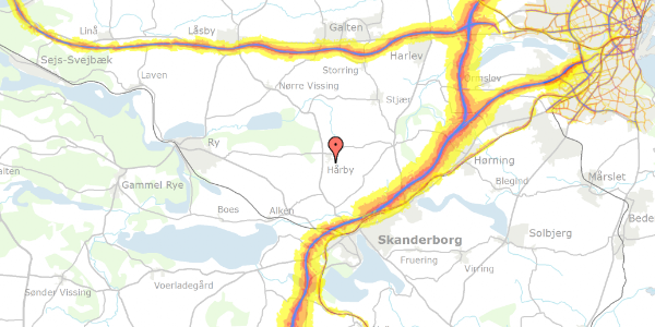 Trafikstøjkort på Hårby Bygade 12, 8660 Skanderborg