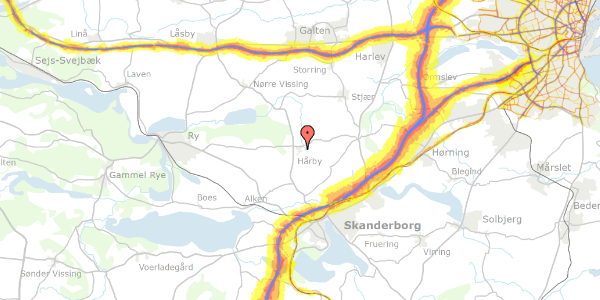 Trafikstøjkort på Hårby Bygade 22, 8660 Skanderborg