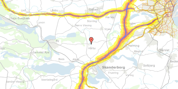 Trafikstøjkort på Hårby Bygade 31, 8660 Skanderborg