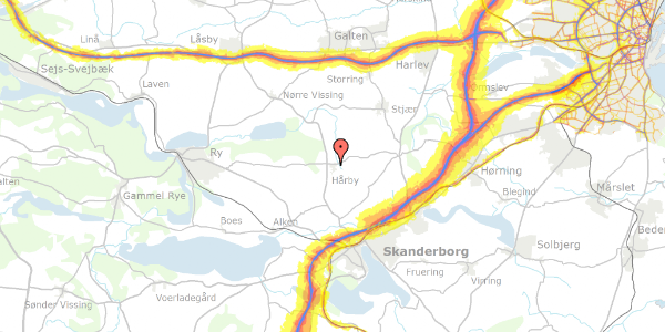 Trafikstøjkort på Hårby Bygade 39, 8660 Skanderborg