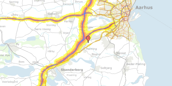 Trafikstøjkort på Irisvænget 3, 8362 Hørning