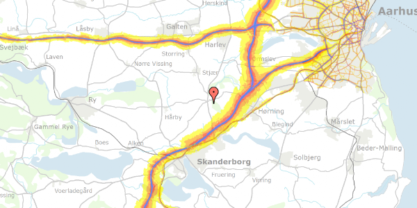 Trafikstøjkort på Jeksen Dalvej 50, 8362 Hørning