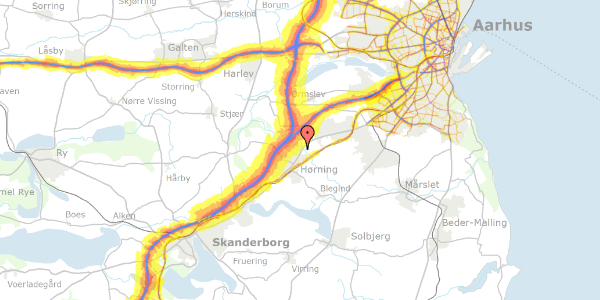 Trafikstøjkort på Liljevænget 4, 8362 Hørning