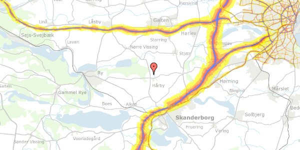 Trafikstøjkort på Låsbyvej 60B, 8660 Skanderborg