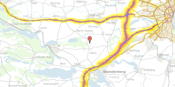 Trafikstøjkort på Låsbyvej 62, 8660 Skanderborg