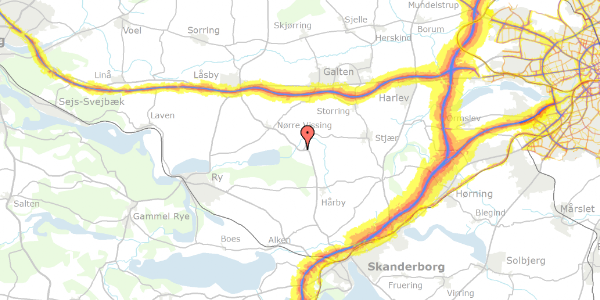 Trafikstøjkort på Låsbyvej 80, 8660 Skanderborg