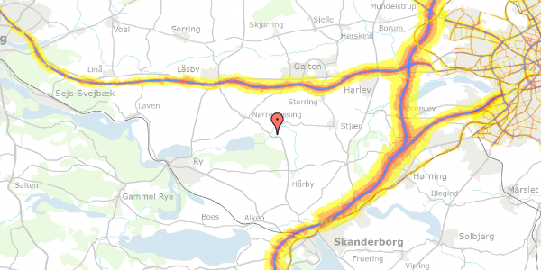 Trafikstøjkort på Låsbyvej 82D, 1. mf, 8660 Skanderborg