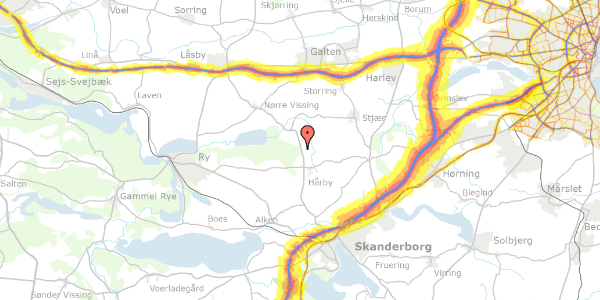 Trafikstøjkort på Låsbyvej 101, 8660 Skanderborg