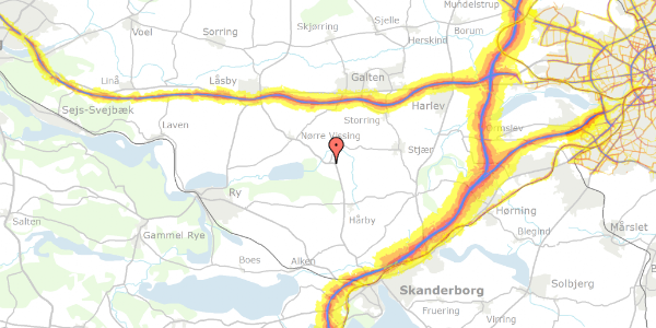 Trafikstøjkort på Låsbyvej 111, 8660 Skanderborg