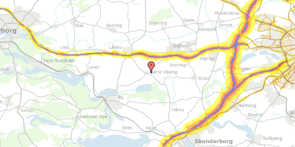 Trafikstøjkort på Låsbyvej 114, 8660 Skanderborg