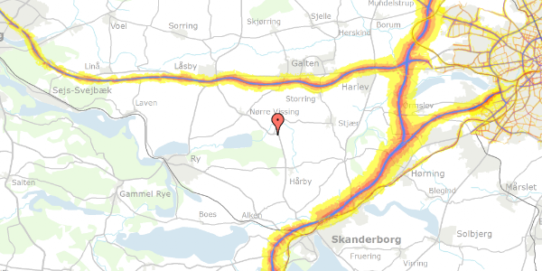 Trafikstøjkort på Låsbyvej 119, 8660 Skanderborg