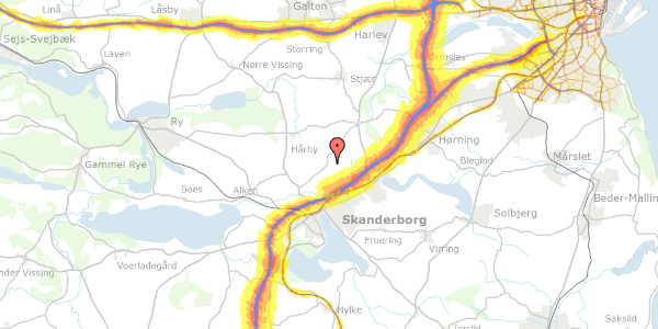 Trafikstøjkort på Mesing Gade 4, 8660 Skanderborg