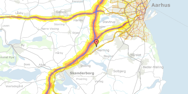 Trafikstøjkort på Møllevej 8A, 8362 Hørning