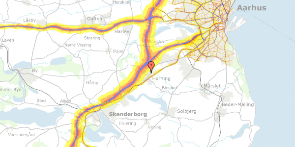 Trafikstøjkort på Møllevænget 35, 8362 Hørning