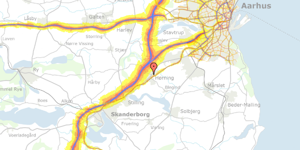 Trafikstøjkort på Nørre Alle 17, 1. , 8362 Hørning