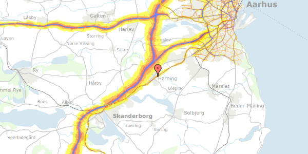 Trafikstøjkort på Nydamshuse 17, 8362 Hørning