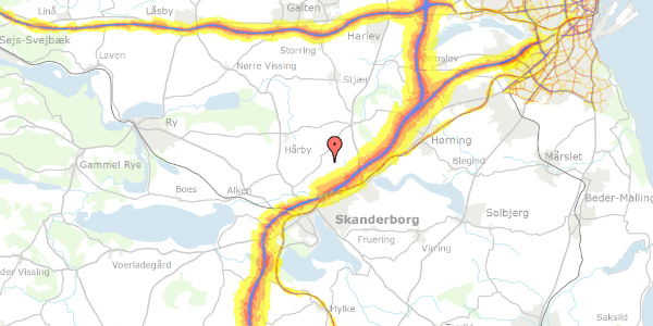 Trafikstøjkort på Ny Stillingvej 23, 8660 Skanderborg