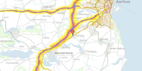 Trafikstøjkort på Pilevænget 12, 8362 Hørning