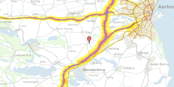 Trafikstøjkort på Randersvej 107, 8362 Hørning