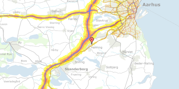 Trafikstøjkort på Rosenvænget 62, 8362 Hørning