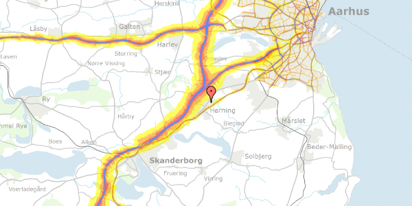 Trafikstøjkort på Rosenvænget 76, 8362 Hørning