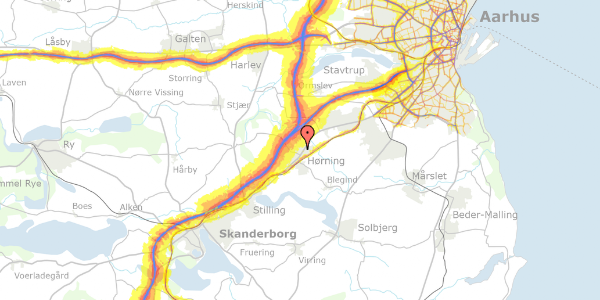 Trafikstøjkort på Rosenvænget 81, 8362 Hørning