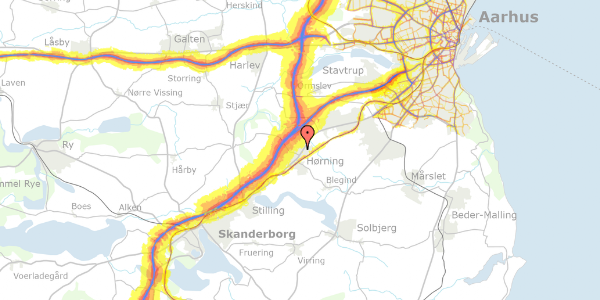 Trafikstøjkort på Rosenvænget 87, 8362 Hørning