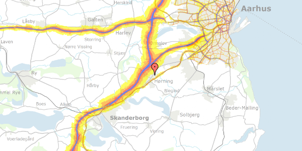 Trafikstøjkort på Rosenvænget 89, 8362 Hørning