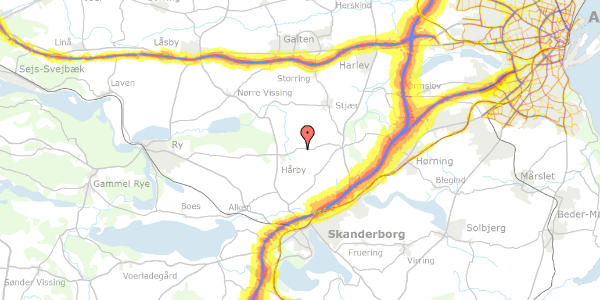 Trafikstøjkort på Ryvejen 33, 8660 Skanderborg