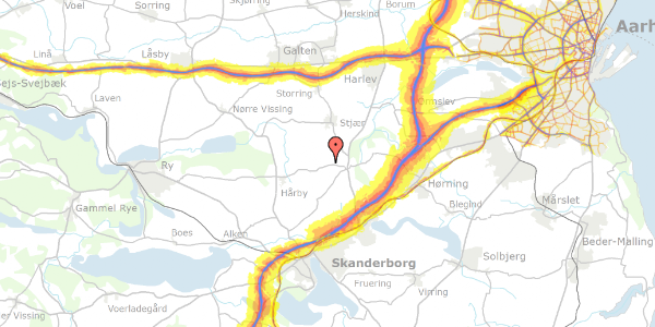 Trafikstøjkort på Ryvejen 36, 8362 Hørning