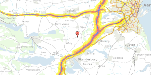 Trafikstøjkort på Ryvejen 42, 8362 Hørning