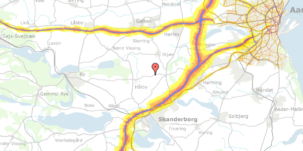 Trafikstøjkort på Ryvejen 44, 8362 Hørning