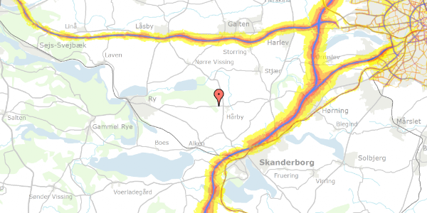 Trafikstøjkort på Ryvejen 59, 8660 Skanderborg