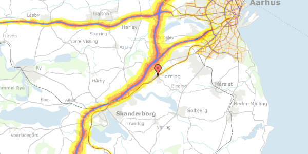 Trafikstøjkort på Skanderborgvej 18, 8362 Hørning