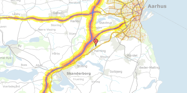 Trafikstøjkort på Snerlevænget 12, 8362 Hørning