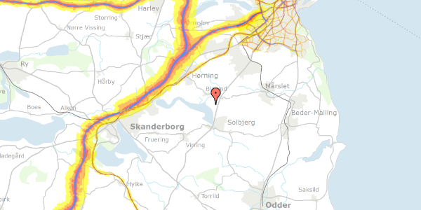 Trafikstøjkort på Solbjerg Søvej 14, 8362 Hørning