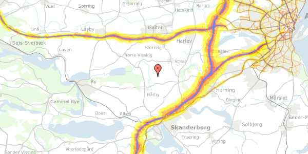 Trafikstøjkort på Stabelvej 13, 8660 Skanderborg