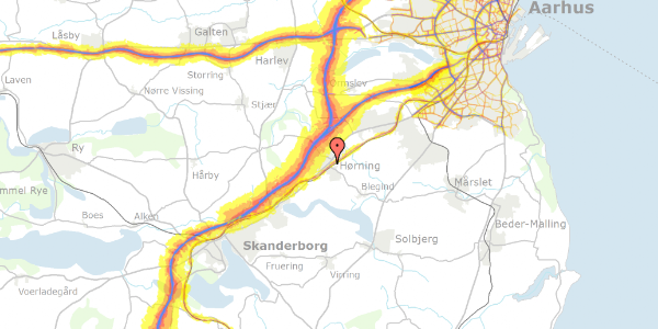 Trafikstøjkort på Stationsvej 2, 8362 Hørning