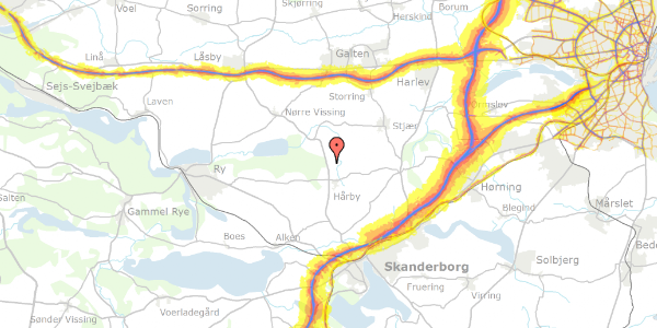 Trafikstøjkort på Søballevej 2D, 8660 Skanderborg