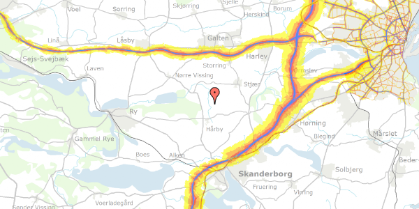 Trafikstøjkort på Søballevej 10A, 8660 Skanderborg