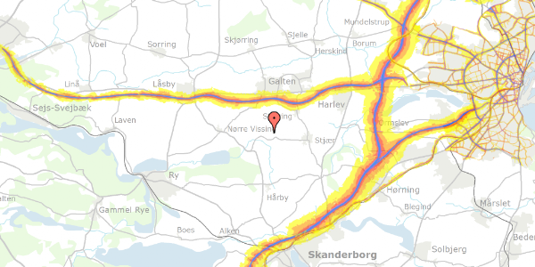 Trafikstøjkort på Sødalsvej 2, 8660 Skanderborg