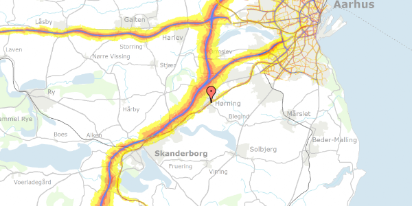 Trafikstøjkort på Toftegårdsvej 3, 8362 Hørning