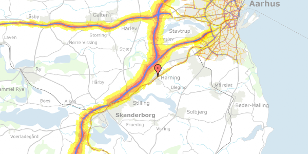 Trafikstøjkort på Toftegårdsvej 4A, 8362 Hørning