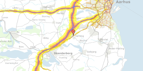 Trafikstøjkort på Toftegårdsvej 11, 8362 Hørning