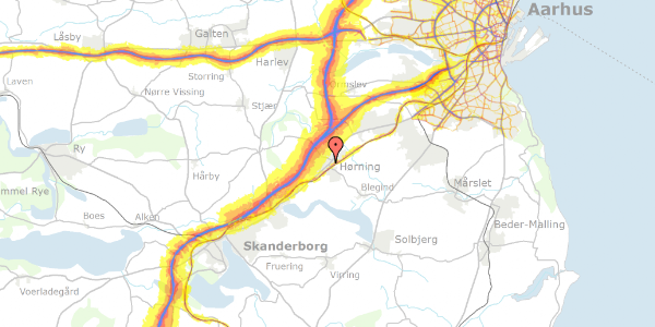 Trafikstøjkort på Vestervej 3, 8362 Hørning