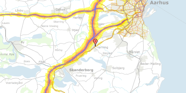 Trafikstøjkort på Vestervej 7, 1. 14, 8362 Hørning