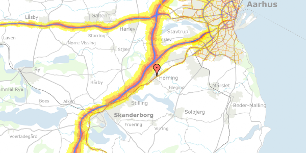 Trafikstøjkort på Vestervej 7, 1. 18, 8362 Hørning