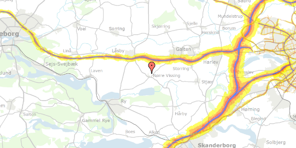 Trafikstøjkort på Vidkærvej 25, 8660 Skanderborg